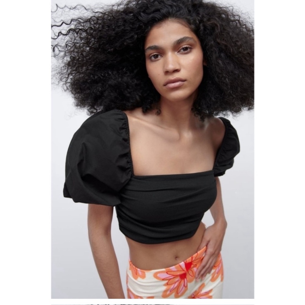 Zara puff sleeve crop top